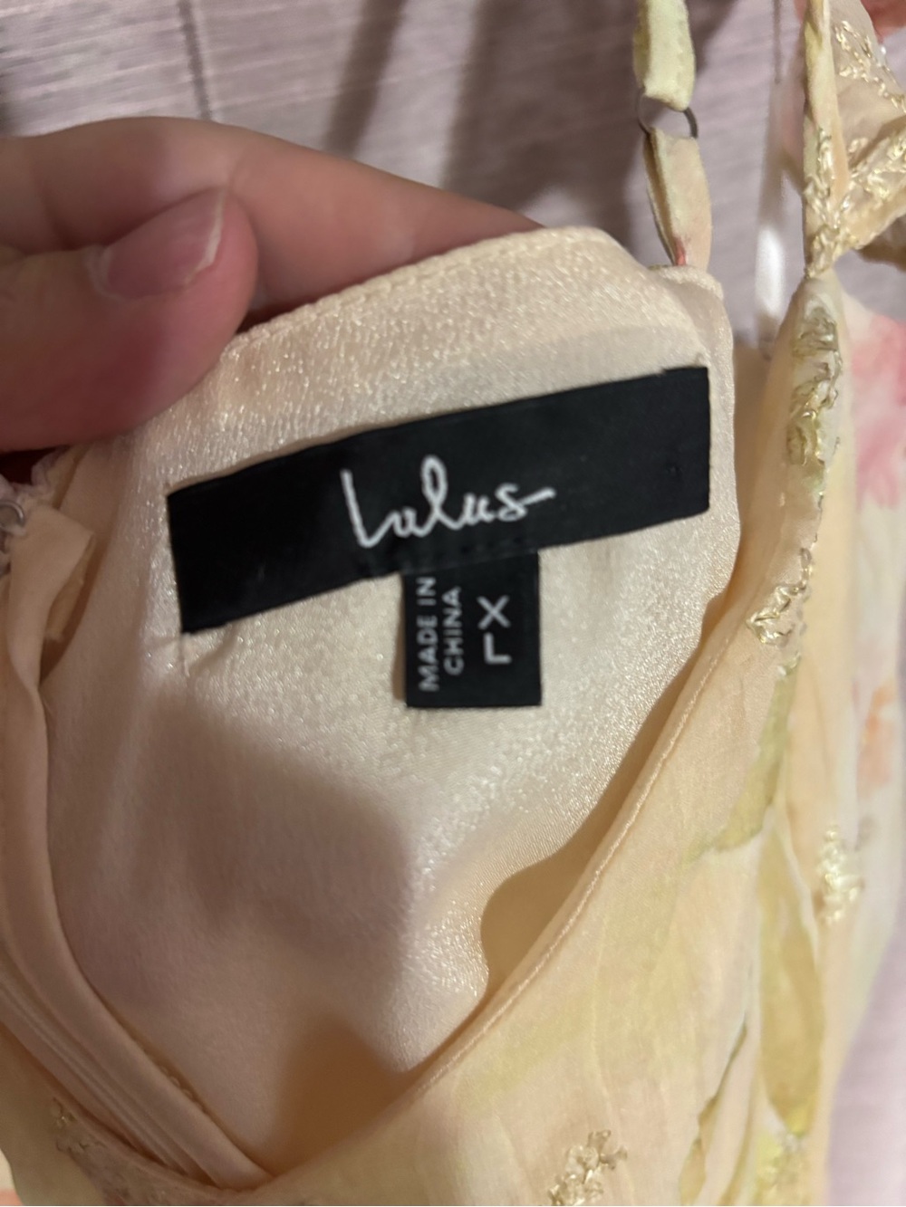 Lulu's Pale Yellow Floral Maxi Dress with Pink Accents - Picture 5 of 5